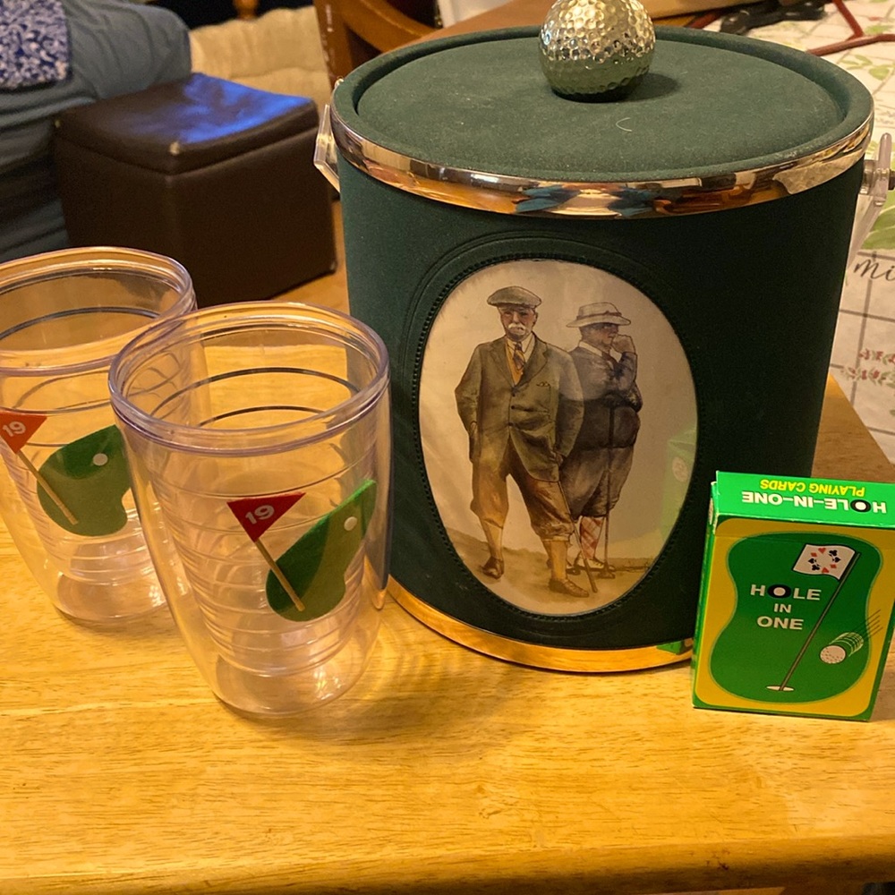 Green Golf-Themed Ice Bucket VINTAGE